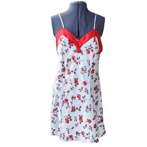 Vintage 90’s Coquette Satin Rose Print Slip Dress